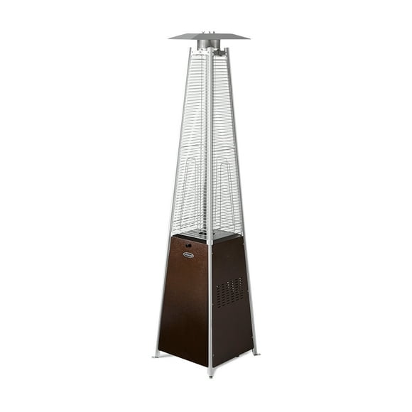 AZ Patio Heaters Tall Outdoor Pyramid  Liquid Propane Glass Tube Heater, Hammered Bronze