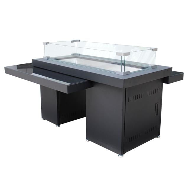 Black Steel Two-Tiered Gas Fire Pit Table