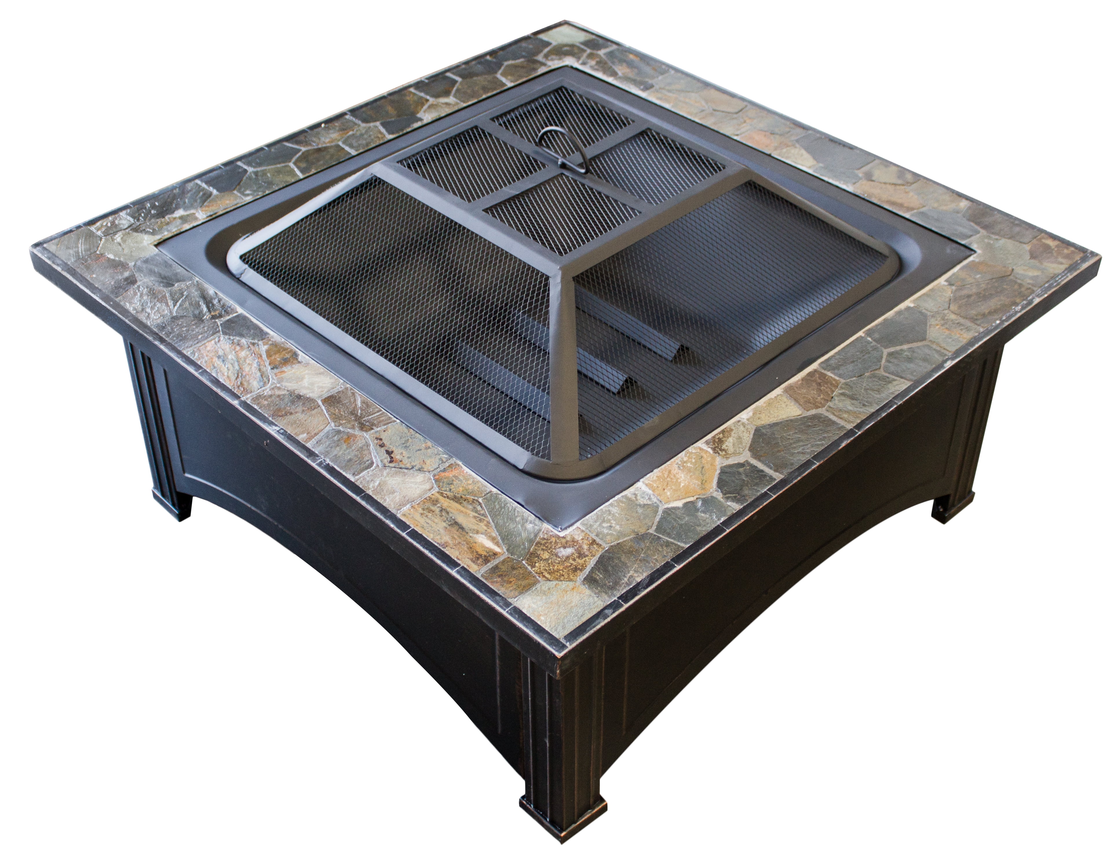 AZ Patio Heaters Wood Burning Fire Pit with Square Slate Table