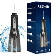 AZ Smile Cordless Water Flosser Protable Ultra Oral Irrigator Black 350ml 5 Modes 8 Tips