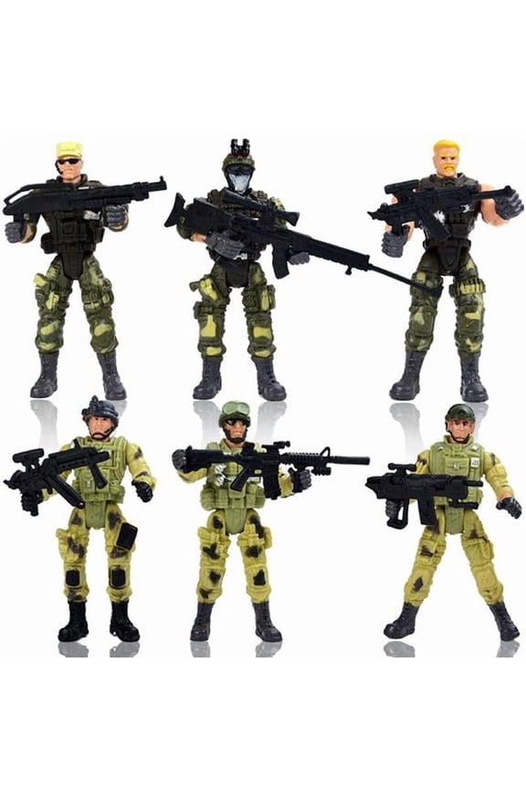 AFA68 4 in. Special Force Army SWAT Soldiers Action Figures with Weapons & Accessories - 6 Figures Per Pack