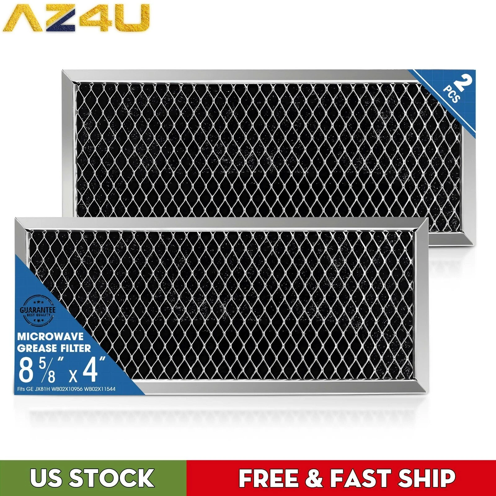AZ4U 2 Pack Microwave Charcoal Filters Compatible with GE JVM2070SH001 JVM2070SK01 JVM2070WH001 JVM2071BH001 Microwave - 4" x 8-5/8"