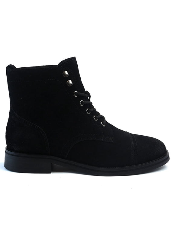 AZAR MAN Men's Cap Toe Genuine Leather Boots Ankle Lace-up Fashion Black Suede 13