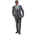 thumbnail image 1 of AZAR MAN Slim Fit Men Suit Micro Textured Weave 2 Button Notch Collar 11812 (44 Long, Charcoal), 1 of 7
