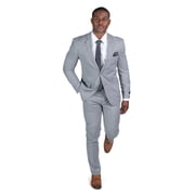 AZAR MAN Slim Fit Mens Solid Suit 2 Button Notch Lapel ZF10036A 50L, Gray