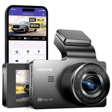 AZDOME Dash Cam Front, 4K Dash Camera with WiFi, 3 Inch IPS Screen Car Camera, Night Vision WDR, G-Sensor Loop Recording, 24H Parking Mode, Super Capacitor Time Screen Saver