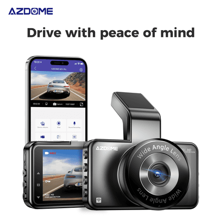 AZDOME Dash Cam, WiFi Dash Camera with Driving Assistant ADAS, 1080P Full HD Dash Camera, 3" Screen Dashboard Camera with 150° Wide Angle, G-Sensor Loop Recording, Night Vision, Parking Mode