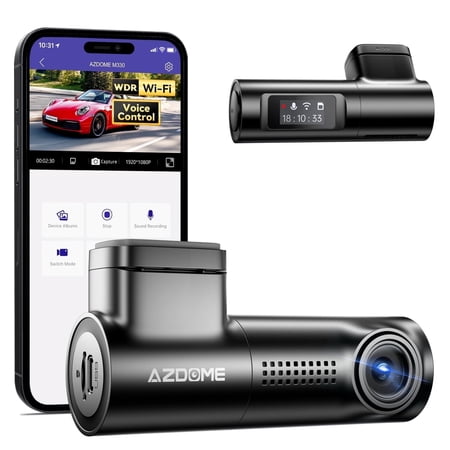 AZDOME Dash Cam M300, FHD 1080P, WiFi, WDR Night Vision, G-Sensor