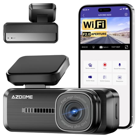AZDOME Dashcam, WiFi 1080P FHD Dash Cameras for Cars, 150° Wide Angle Dash Cam Front, 24H Parking Mode Car Camera with APP G-Sensor Loop Recording Night Vision, Support 128GB Max