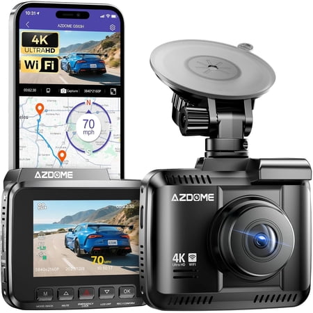 AZDOME Dash Cam GS63H 4K UHD Built-in WiFi GPS 150 Degree Wide Angle 1-Pack