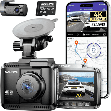 AZDOME GS63H Pro 4K Dash Cam Front and Rear, STARVIS Night Vision, UHD 2160P WiFi Dash Camera for Cars with GPS, Included 64GB Card, 2.4" IPS Screen Dashcam, 170°Wide Angle, WDR, 24H Parking Mode