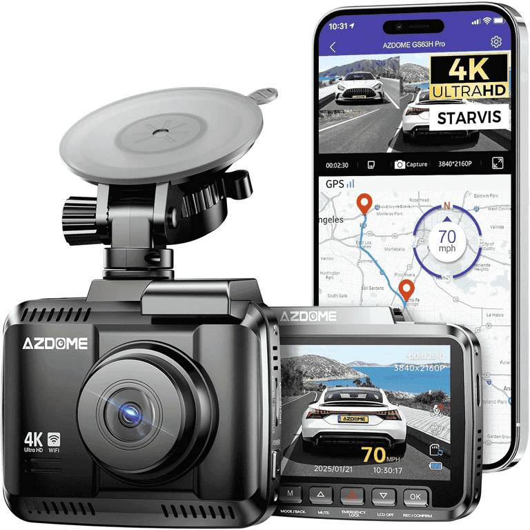 AZDOME 4K Dashcam Voiture Avant Arrière WiFi GPS with SD Card 64G ADAS Night Vision WDR AZDOME 4K Dashcam Voiture Avant Arrière WiFi GPS with SD Card 64G ADAS Night Vision WDR