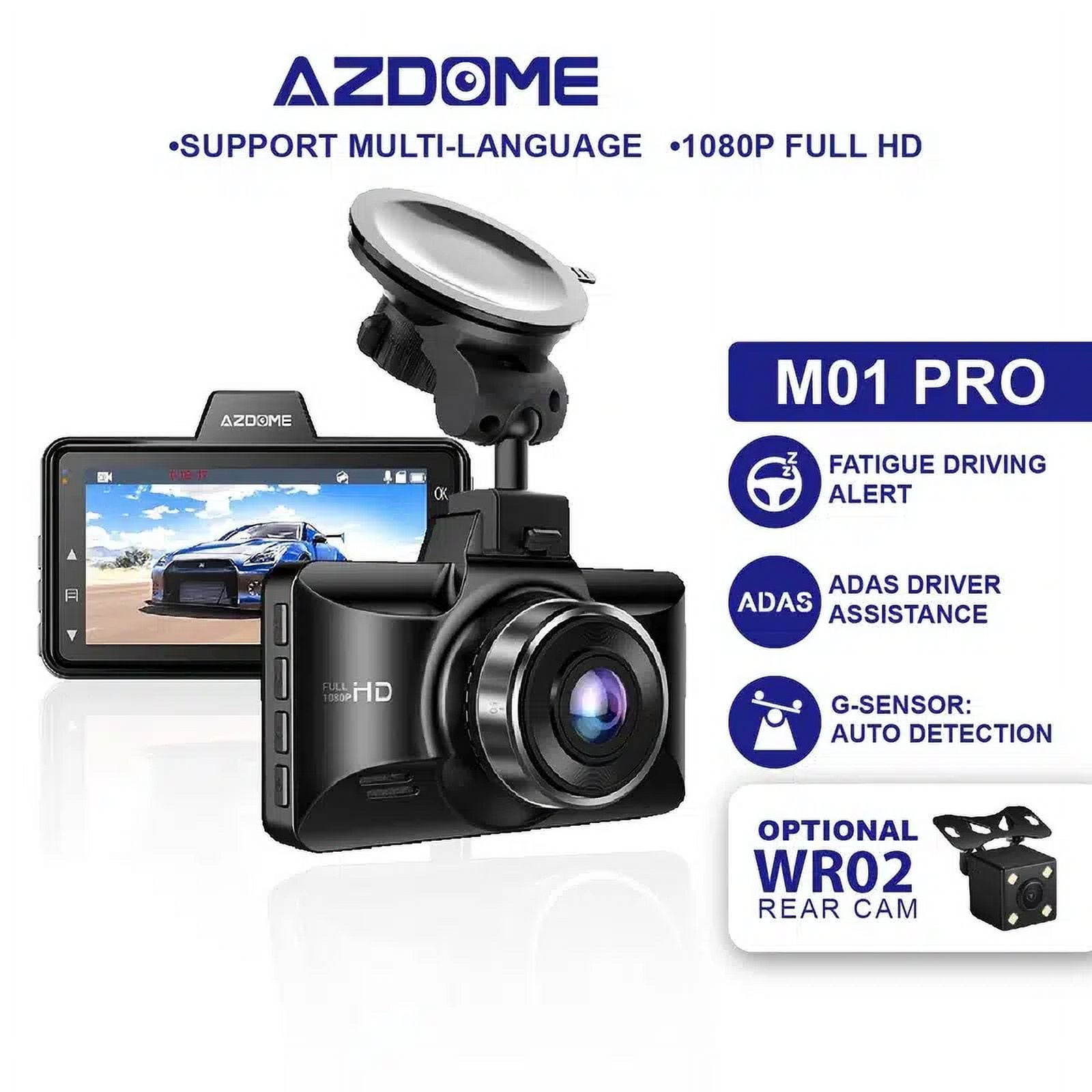 AZDOME M01PRO 1080P Full HD Dual Channel Front And Rear Dash Camera Night  Vision ADAS Car Camera Dash Camera 