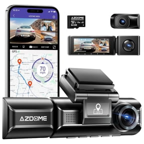 AZDOME M550 3 Channel Dash Cam, 4K+2.5K Dual Dash Camera for Cars Built-in WiFi GPS, 1440P+1080P Front and Rear Inside, 64GB Card Included, 3.19" IPS Screen, WDR, IR Night Vision, Parking Mode