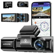 AZDOME M550 3 Channel Dash Cam with 4K WiFi , 4K+2.5K Free 64GB Card, Built-in GPS 24H Parking Mode IR Night Vision WDR 3.19" IPS, Max up Support to 256GB, Easy to Install