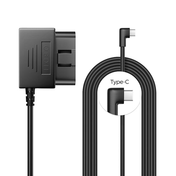AZDOME Type C Port OBD Hardwire Kit for Dash Cam, Hard Wire Car Charger Cable Kit, Support Parking Mode, 11FT 12V-24V to 5V Power Cable for Car Camera with Type C Port, Low Voltage Protection