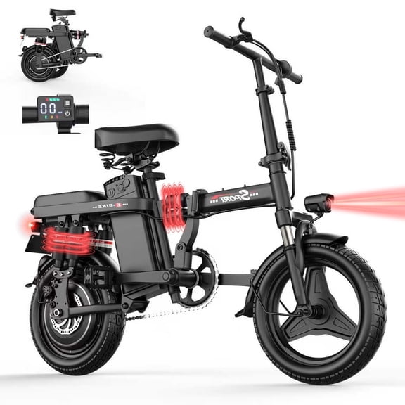AZHAR 1200W Foldable Electric Bike for Adults, 48V 15Ah Removable Battery, 14" Ebike, UL 2849