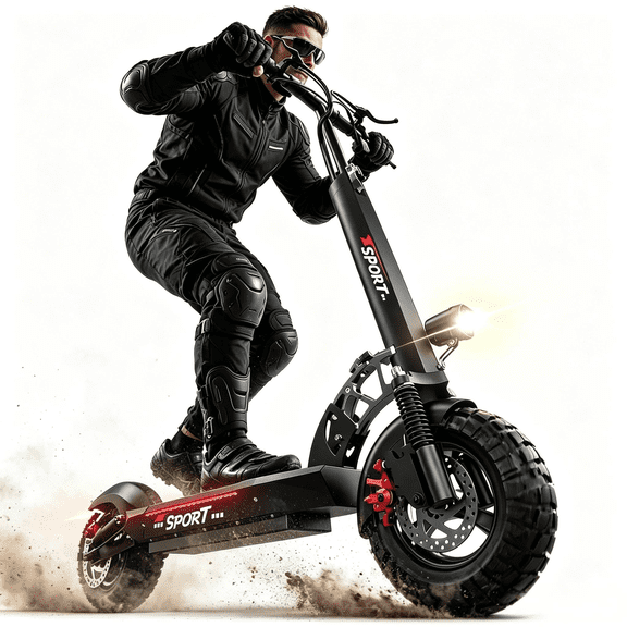 Off Road Electric Scooter,Peak 1200W 45Mile Long Range 25Mph 3Speed, Dual & Seat Suspension All Terrain Tire Ride Heavy Duty Foldable Scooter with Seat