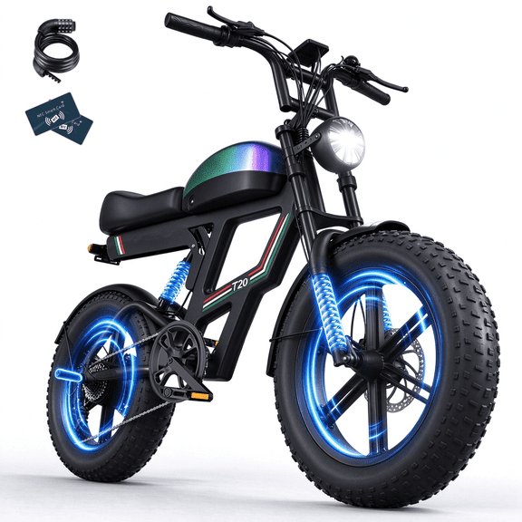 AZHAR S9 750W Electric Bike, 48V20Ah 20 mph Battery up to 65 Miles , 20-inch Fat Tire Full Suspension, off-Road Dirt Mountain Bike Class 2 UL2849