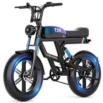 AZHAR T20 Electric Bike for Adults, 750W Peak 1800W Motor, 20"x4" Fat Tire, E Mountain Bike, 48V/15AH UL2849