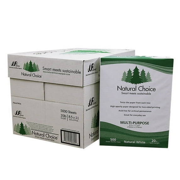 AZIC Products Natural Choice Copy Paper, 8.5" x 11", White, 500 Sheets, 10 Count, 10 Pack