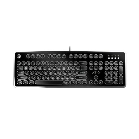 AZIO - MK-RETRO-01 Full-size Wired Mechanical Keyboard - Black/white