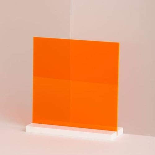 AZM Displays 1/8" (0.118") Orange Fluorescent Acrylic Sheet, 12" x 12" Cast 3mm Plexiglass Plastic Sheet