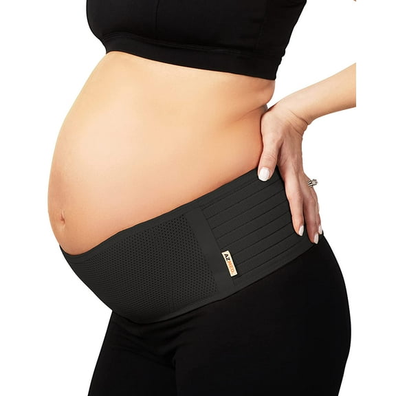 AZMED Maternity Belt, Breathable Pregnancy Back Support, Premium Belly Band, More Than 1.3M Happy Mothers, Lightweight Abdominal Binder, One-Size (Black)