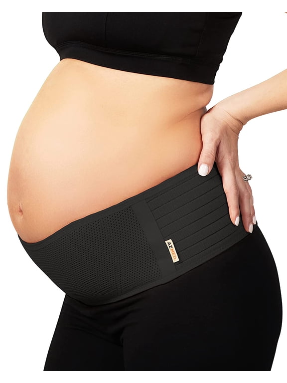 Maternity Belt, Breathable Pregnancy Back Support, Premium Belly Band, More Than 1.3M Happy Mothers, Lightweight Abdominal Binder, One-Size (Black)