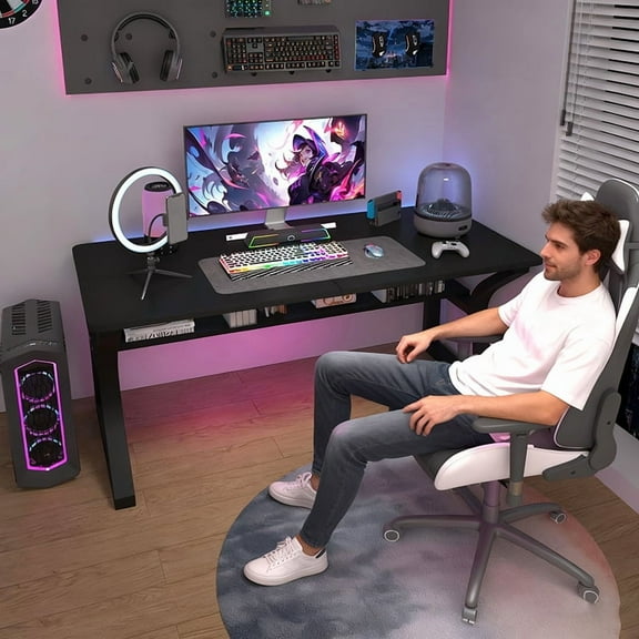 AZN computer desk 47-inch U-shaped home desk learning and writing workstation