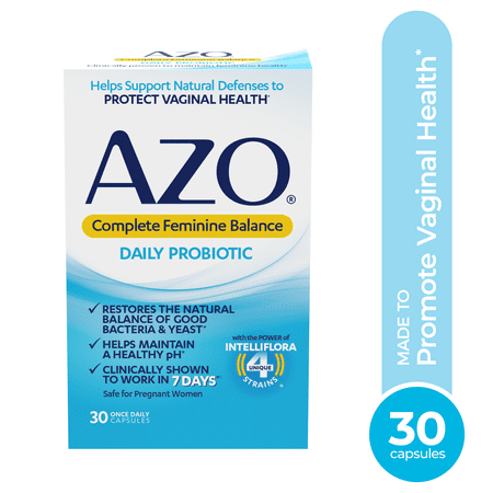 AZO Complete Feminine Balance Daily Probiotics for Women, Clinically Proven, Support Vaginal Health, Non-GMO, 30 Count