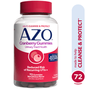 AZO Cranberry Urinary Tract Health Gummies Supplement, Helps Cleanse & Protect for Reduced UTIs, Berrylicious Flavor, 72 Count