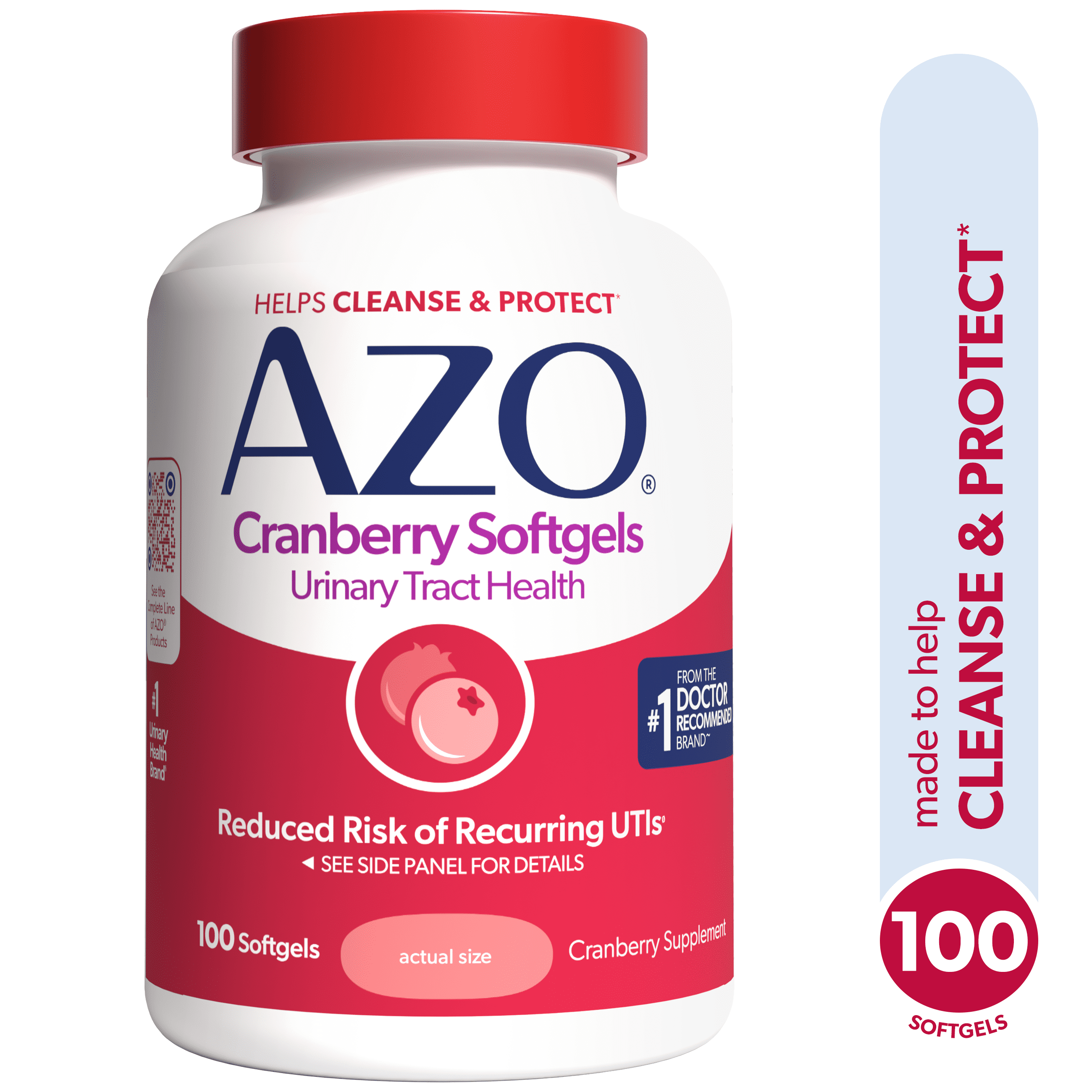 AZO Cranberry Urinary Tract Health Supplement, Helps Cleanse & Protect for Reduced UTIs, 100 Count
