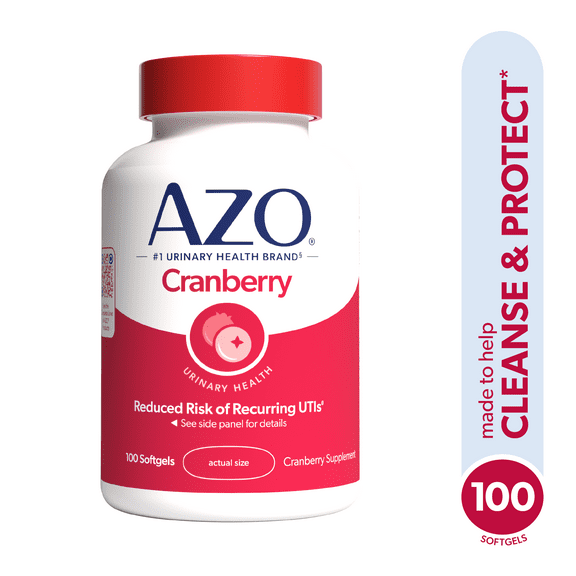 AZO Cranberry Urinary Tract Health Supplement, Helps Cleanse & Protect for Reduced UTIs, 100 Count