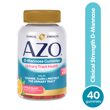 AZO D-Mannose Urinary Tract Health Gummies Supplement, Supports UTI Prevention & Bladder Health, Citrus Blast Flavor, 40 Count