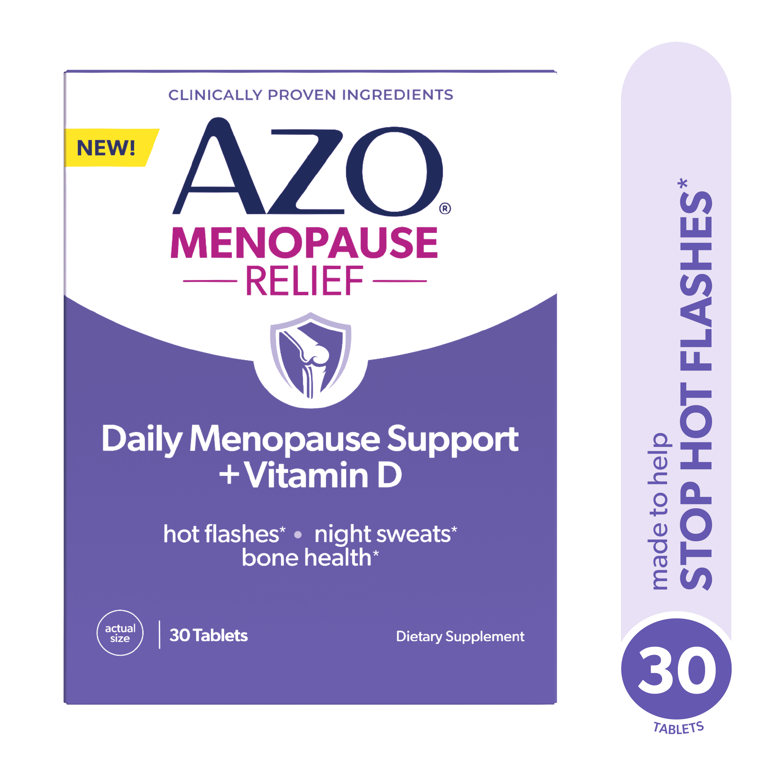 AZO Menopause Relief Daily Support + Vitamin D Supplement, Eases