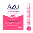 thumbnail interactive-video image 1 of AZO Dual Protection Urinary & Vaginal Support Supplement, Prebiotic + Probiotic Blend for Balanced Health & Discomfort Relief, 14 Count, 1 of 11