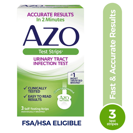 AZO Urinary Tract Infection Test Strips, Accurate Results in 2 Minutes, 3 Ct
