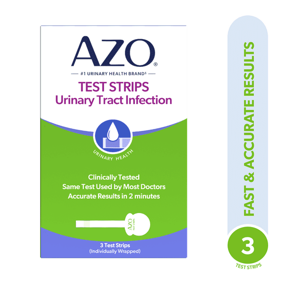 AZO UTI Test Strips, Easy to Use At-Home Test Kit, Fast Results & Clinically Tested, FSA/HSA Eligible, 3 Test Strips
