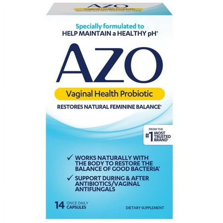 AZO Vaginal Health Probiotic Supplement Capsules for Female Balance, Adult, 14 Count