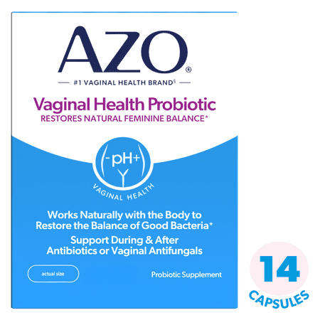 AZO Vaginal Health Probiotic Supplement Capsules for Female Balance, Adult, 14 Count