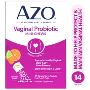AZO Vaginal Health Probiotic Mini-Chews Daily Supplement, Supports Vaginal Health & Flora, Fruit Punch Flavor, 14 Packets