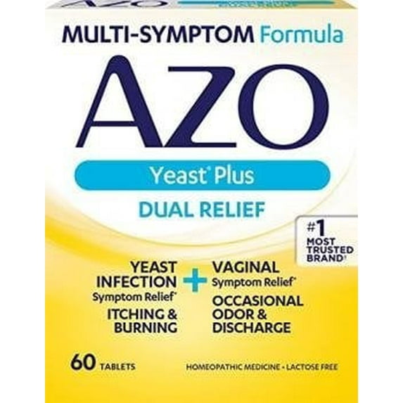 AZO Yeast Infection + Vaginal Symptom Relief, Lactose Free, 60ct, 4-Pack