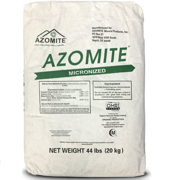 AZOMITE Micronized Bag - 100% Naturally Derived - OMRI Listed Great for Hemp, Fertilizer, Soil Mixes and Home Gardens - 44 Pounds