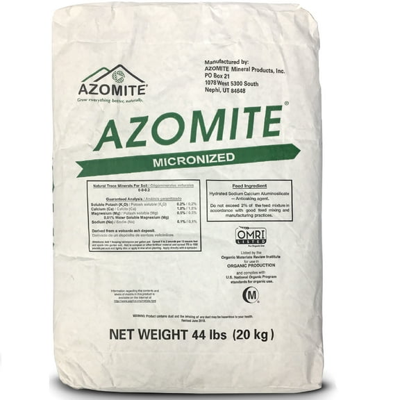 AZOMITE Micronized Bag - 100% Naturally Derived - OMRI Listed Great for Hemp, Fertilizer, Soil Mixes and Home Gardens - 44 Pounds