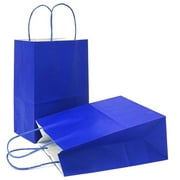 AZOWA Blue Gift Bags Large Kraft Paper Bags with Handles 10.6 x 8.7 x 4.3 in, Royal Blue, 12 Pcs