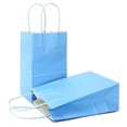 thumbnail image 1 of AZOWA Blue Gift Bags Mini Small Kraft Paper Bags with Handles (4.7 x 2.4 x 6 in, Blue, 12 Pcs), 1 of 8