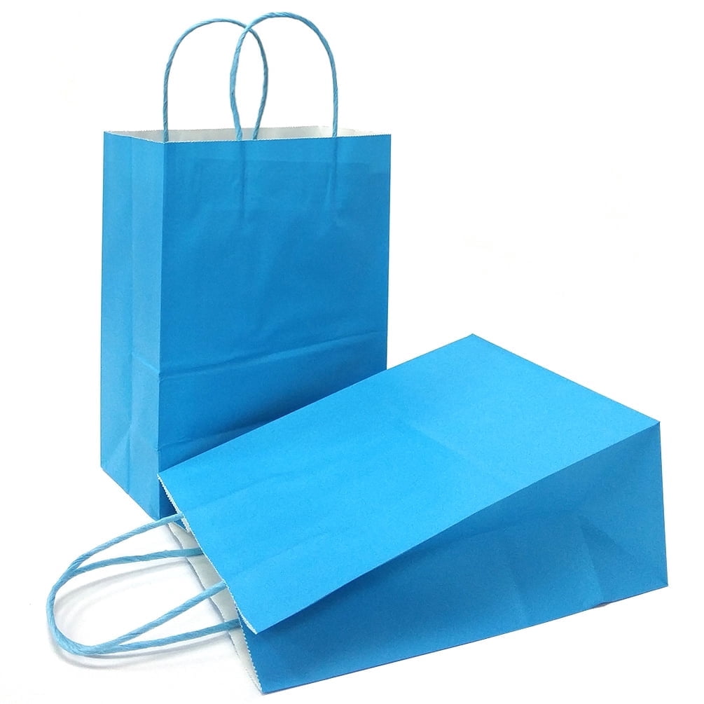 Blue Postic Note AZOWA Gift Bags Large Kraft Paper Bags with Handles (10.6 x 8.7 x 4.3 ...