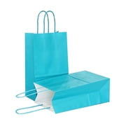 AZOWA Gift Bags Mini Kraft Paper Bags with Handles (4.7 x 2.4 x 6 in, Teal, 12 Pcs)