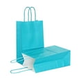 thumbnail image 1 of AZOWA Gift Bags Mini Kraft Paper Bags with Handles (4.7 x 2.4 x 6 in, Teal, 25 Pcs), 1 of 7